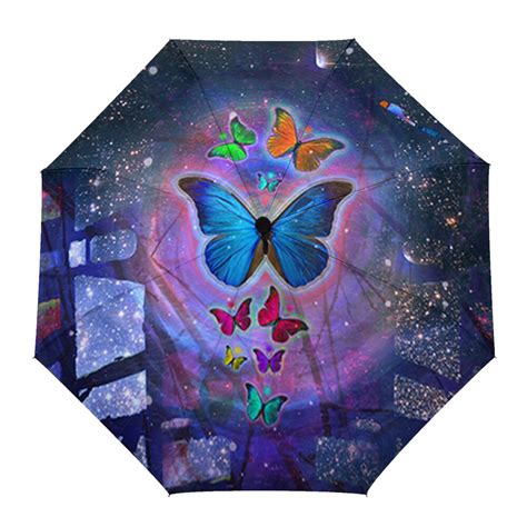 Butterfly Dream Sky Automatic Umbrella Men Women Rain Windproof Outdoor