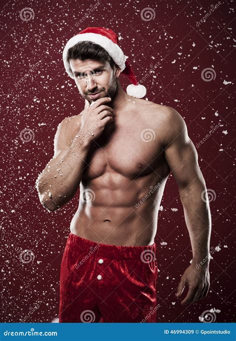 Sexy Male Santa Stock Photo Image