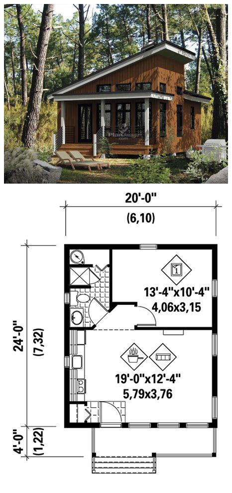 Contemporary Style House Plan 52781 With 1 Bed 1 Bath Tiny House