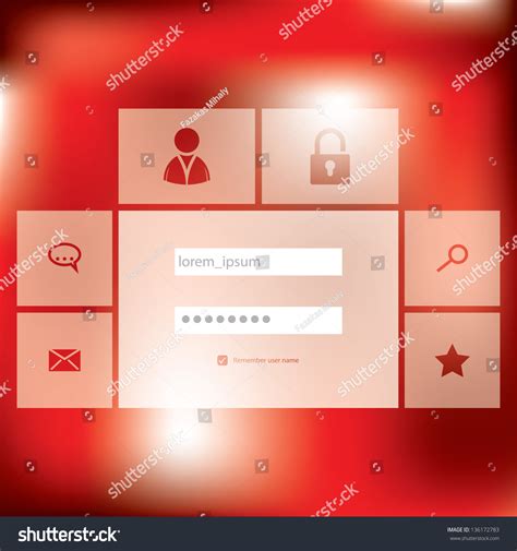 Stylish New Login Screen Design With Flat Buttons Stock Vector