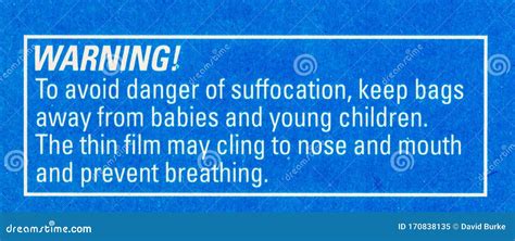 Suffocation Warning For Children Babies Plastic Film Bag Stock Image