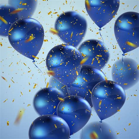 Blue Balloons And Golden Confetti Stock Vector Illustration Of Fair