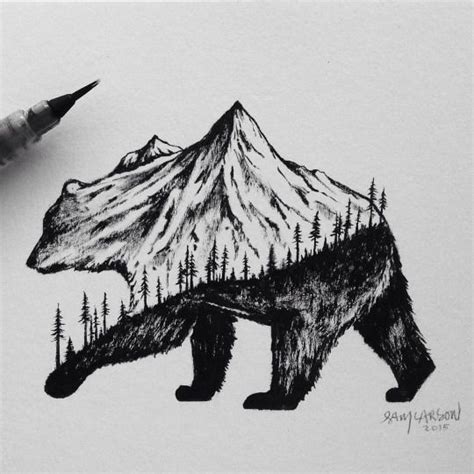 Https://wstravely.com/draw/how To Draw A Black Bear With Mountains