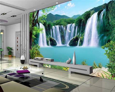 Custom 3d Landscape Wallpaper For Walls 3 D Photo Natural Waterfall