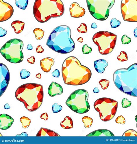 Seamless Pattern Of Multi Colored Diamonds On A White Background Stock