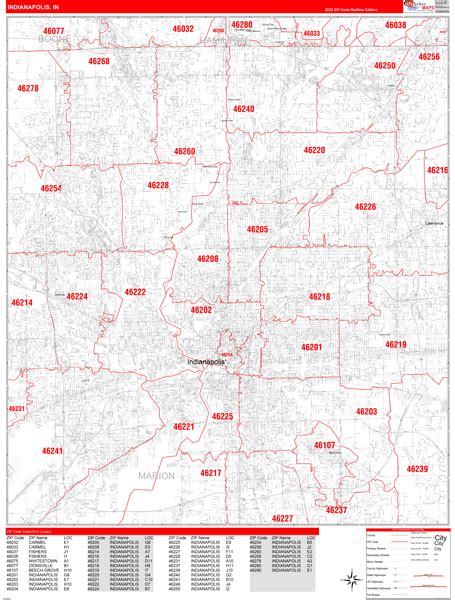 Indianapolis Indiana Zip Code Maps Red Line