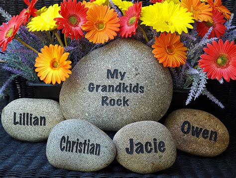 T For Grandma Garden Rocks Engraved My Grandkids Rock Etsy