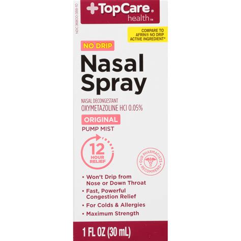 Top Care Nasal Decongestant Oxymetazoline Hcl 005 No Drip Nasal Spray