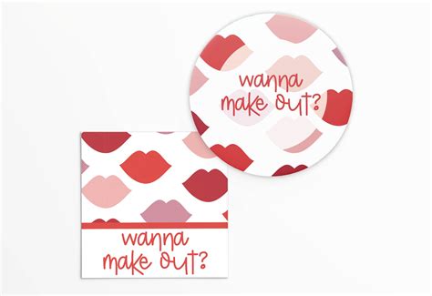 Wanna Make Out 2x2 Tag Font Mix With Red Lips Pattern Etsy