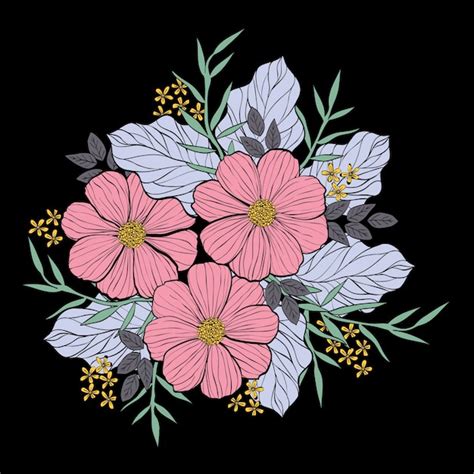 Free Vector An Illustration Of Flower Bouquet In Line And Hand