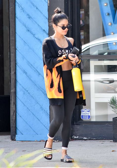 Vanessa Hudgens In A Striped Flip Flops Leaves A Pilates Class In Los