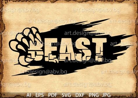Vector Beast Text Paw Ai Epspdf Png Dxf Svg  Image Etsy