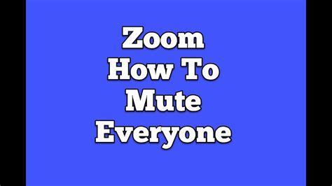 Zoom How To Mute Everyone Youtube