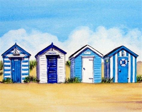 Lynette Amelie Beach Huts Beach Huts Art Beach Watercolor Beach
