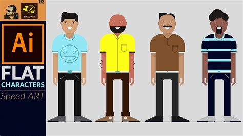 Flat Characters Design In Adobe Illustrator Part 01 Speed Art Youtube
