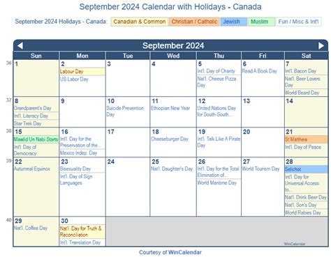 Print Friendly September 2024 Canada Calendar For Printing