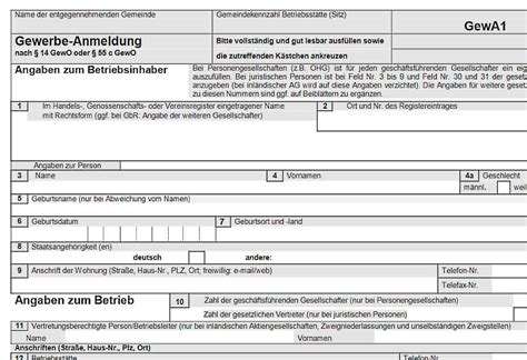 Gewerbe Anmelden Formular Zum Download Gewerbeanmeldung De