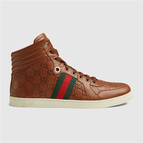 Gucci Men Guccissima Leather High Top Sneaker 221825a9l902571