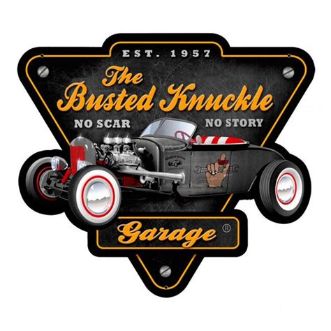 Busted Knuckle Garage Rat Rod 15 X 14 Plasma Cut Metal Sign Etsy Rat