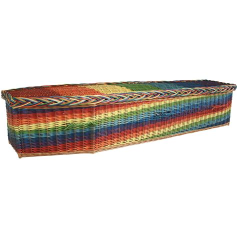 Our Rainbow Twist Willow Coffin With Multi Coloured Lid Funeral