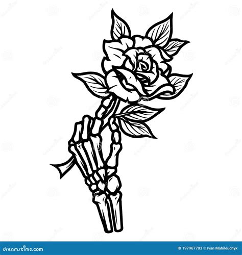 Skeleton Hand With A Rose Stock Illustration 112244641