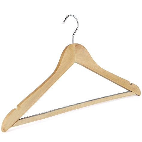 Wooden Suit Hanger With Non Slip Bar 44cm Natural