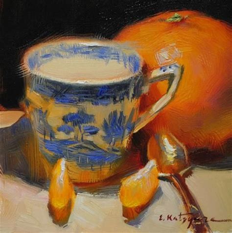 Daily Paintworks Blue And Orange Original Fine Art For Sale