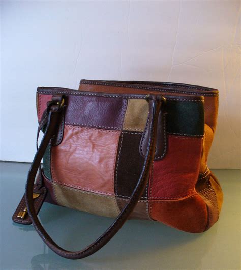 Vintage Fossil Patchwork Leather Bag Etsy Patchwork Leather Bags
