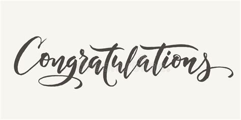 Congratulations Calligraphy Hand Written Text Lettering Calligraphic