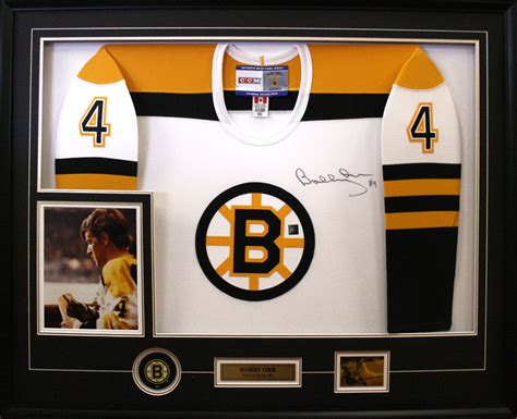 Bobby Orr Signed And Framed White Boston Bruins Jersey Featuring Boston