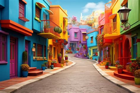 Premium Ai Image The Vibrant Streetscape Exploring The Colorful