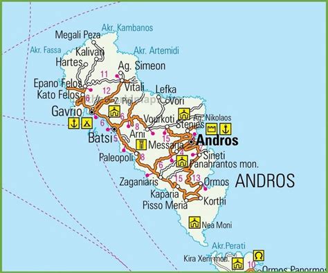 Andros Road Map Map Andros Roadmap