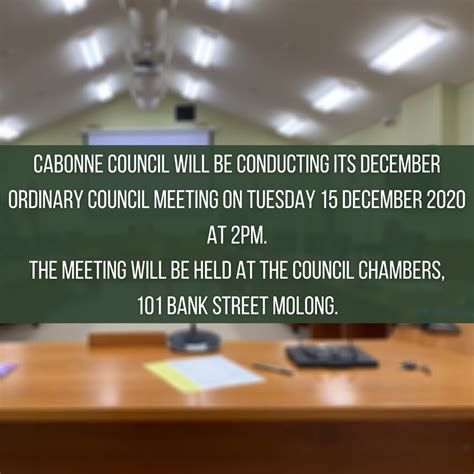 December Council Meeting Cabonne Council
