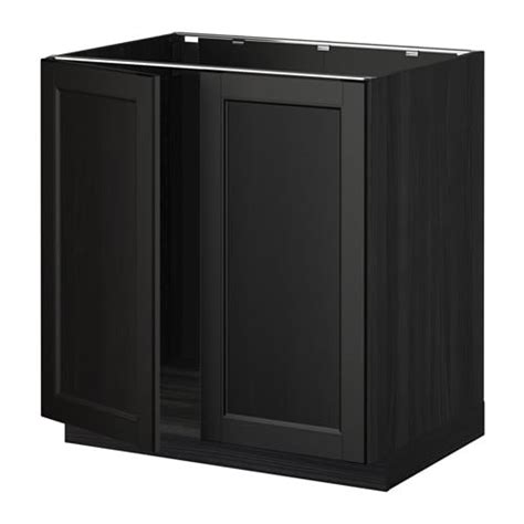 More 5 awesome ikea kitchen reviews ikea kitchen cabinets cost. METOD Base cabinet for sink + 2 doors - wood effect black ...