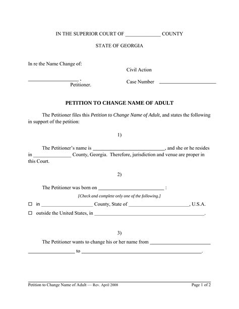 Free Georgia Name Change Forms How To Change Your Name In Ga Pdf