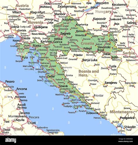 Outline Map Country Croatia Stock Photos & Outline Map Country Croatia