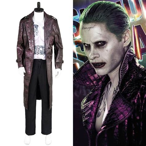 suicide squad cosplay joker long purple trend only costume batman jared leto joker coat cosplay
