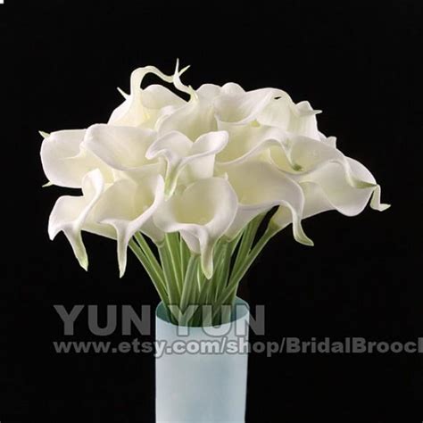 Calla Lily Bouquet White Pcs Latex Real Nature Touch Flowers Bridal