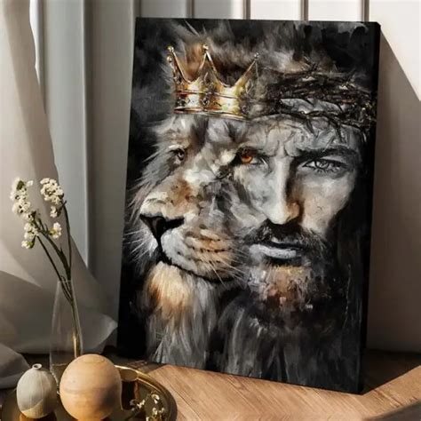 Lion And Jesus Canvas God Wall Art T For Christian Inspirational