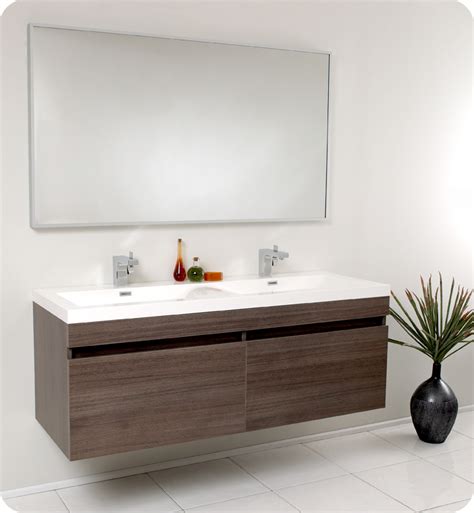 57 Gray Oak Modern Double Bathroom Vanity With Faucet Medicine