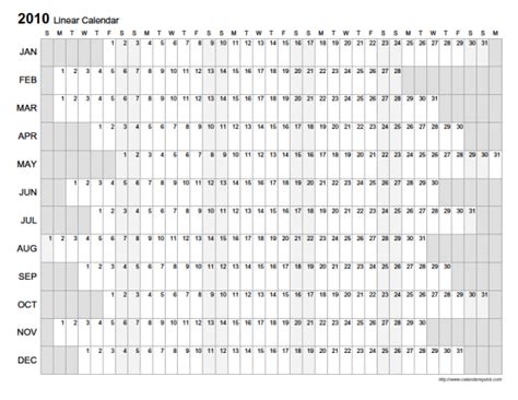 Printable Linear Calendar Calendarsquick