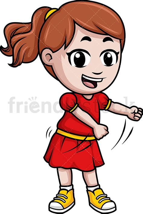 Little Girl Dancing The Floss Cartoon Clipart Vector Friendlystock