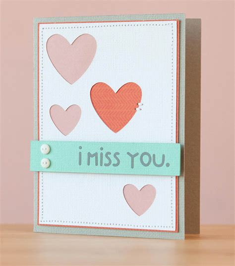 A piece of heavy paper printed out with a image and utilized to give information or greeting; I Miss You Card | JOANN