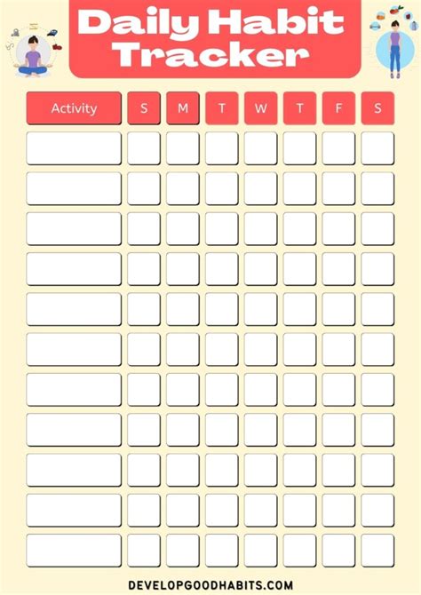 Printable Habit Tracker Templates Free For Self Help Resources