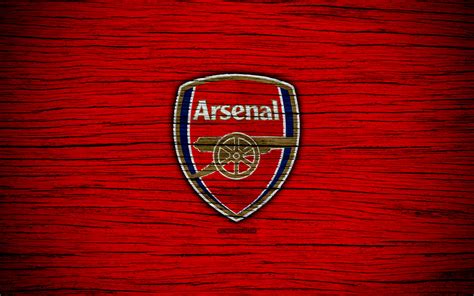 Download wallpapers Arsenal, 4k, Premier League, logo, England, wooden 
