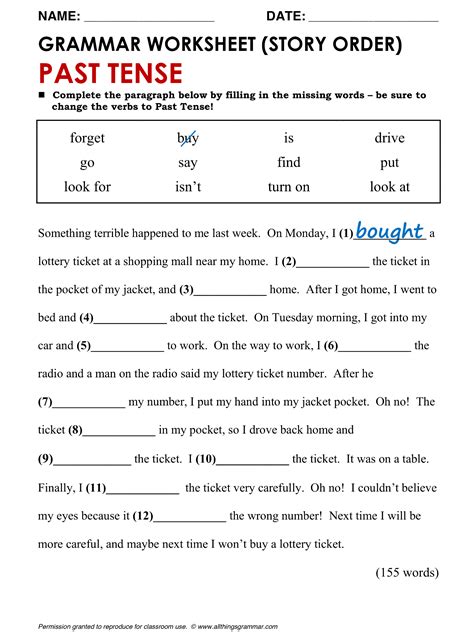 Grammar Year 7 English Worksheet