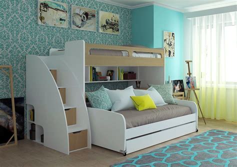 Youth & kids modern house themed heavy duty metal bunk bed twin over twin, white. Gautreau Twin with Trundle | Modern bunk beds, Bunk bed with trundle, Cool bunk beds