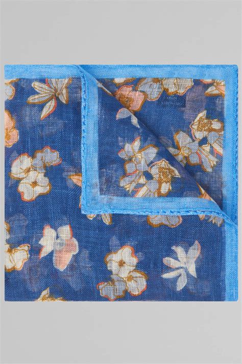 Floral Print Linen Pocket Square Boggi