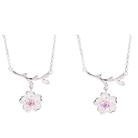 Silver Color Sakura Flower Necklaces And Pendants Cherry Blossoms With
