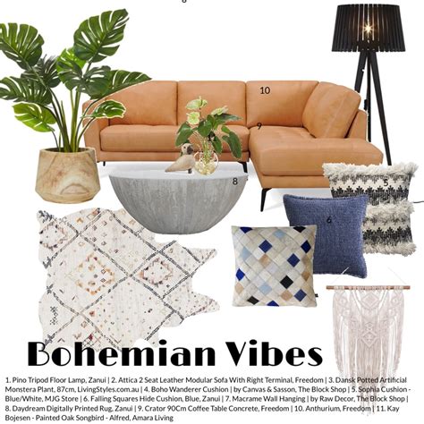 Bohemian Living Space Interior Design Mood Board By Shanna Mclean